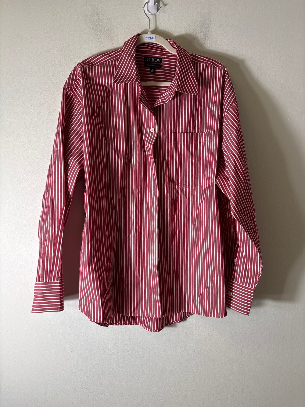 J. Crew Red And White Stripe Button Up Etienne Shirt Sz L